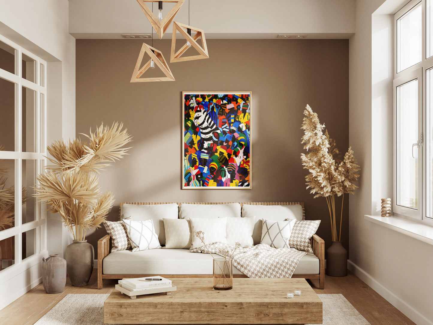 Zebra in the Crowd Poster | Vibrant African Art with Carnival Energy