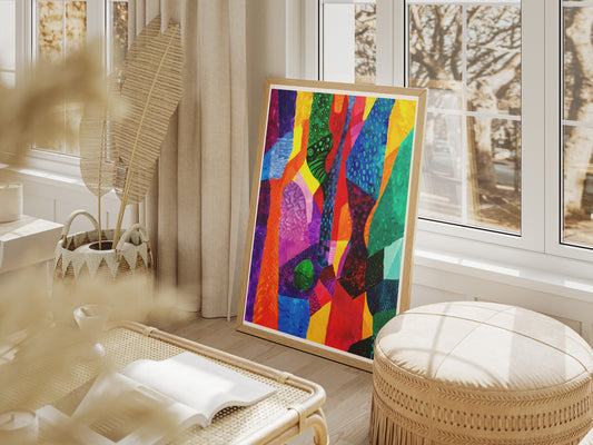 Colorful Geometric Abstract Poster | Vibrant Mid-Century Modern Wall Art
