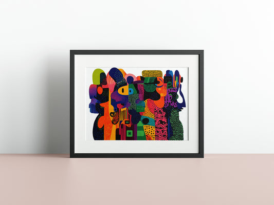 Dynamic Colorful Abstract Poster | Geometric Minimalist Wall Art for Modern Interiors