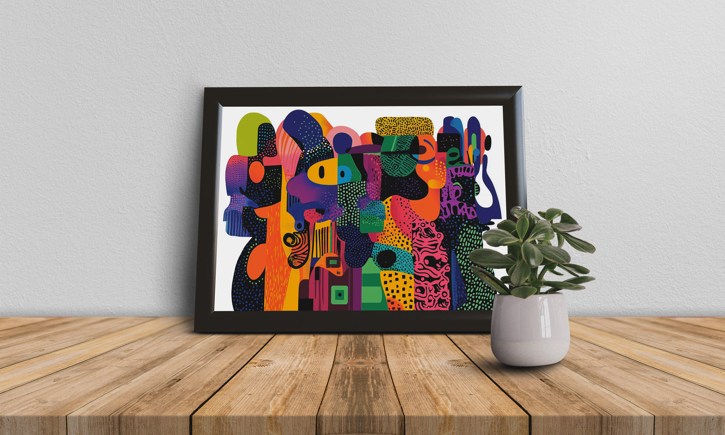 Dynamic Colorful Abstract Poster | Geometric Minimalist Wall Art for Modern Interiors