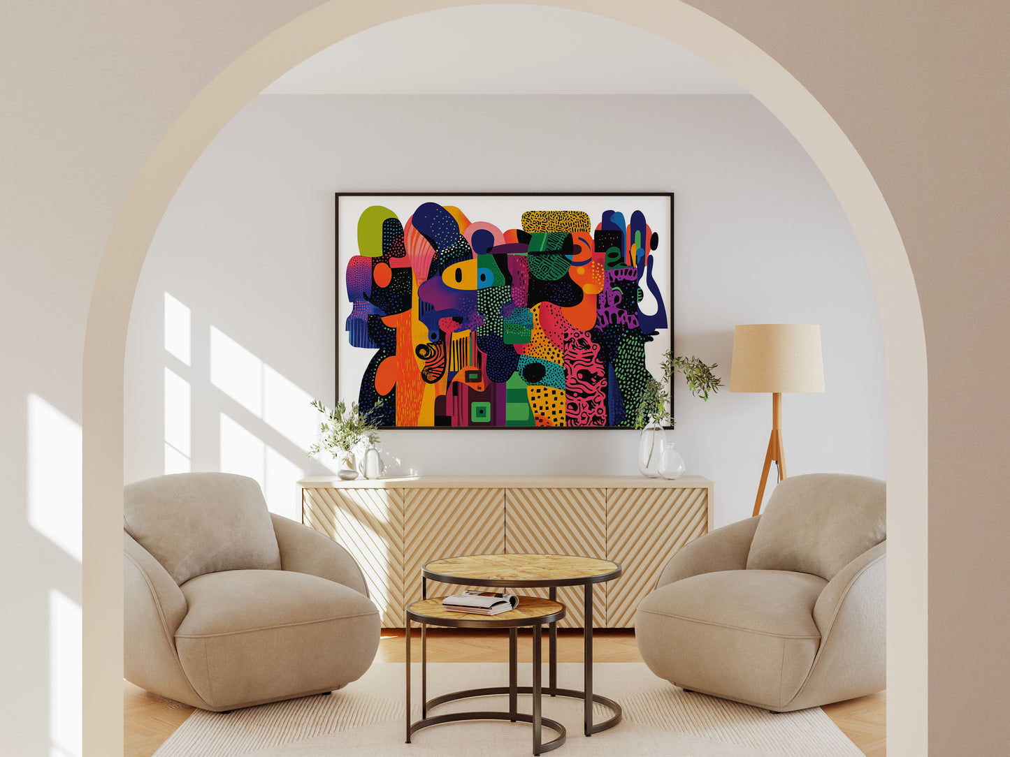 Dynamic Colorful Abstract Poster | Geometric Minimalist Wall Art for Modern Interiors