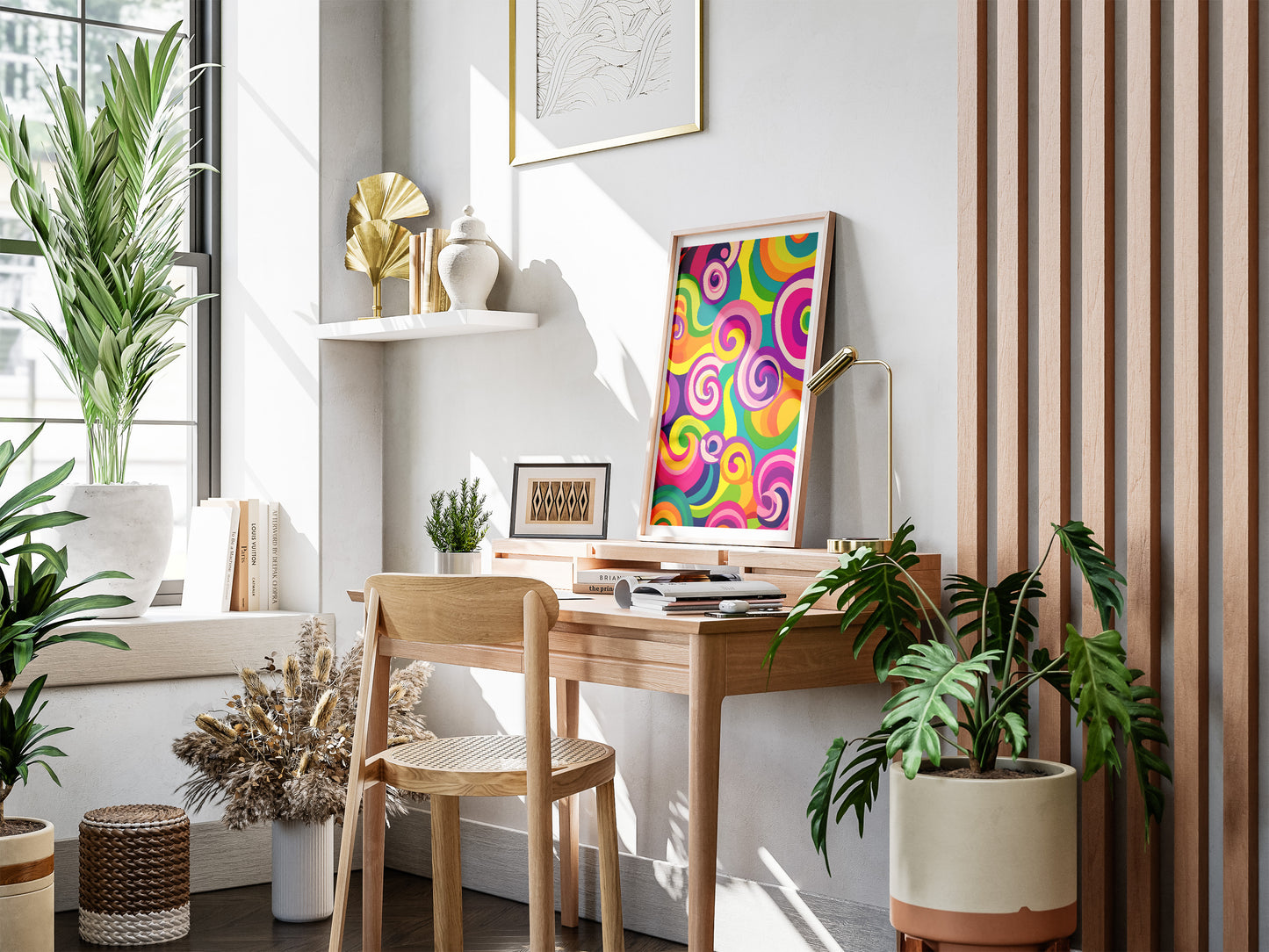 Psychedelic Spiral Wall Art | Colorful 70s Retro Swirl Poster for Groovy Interiors
