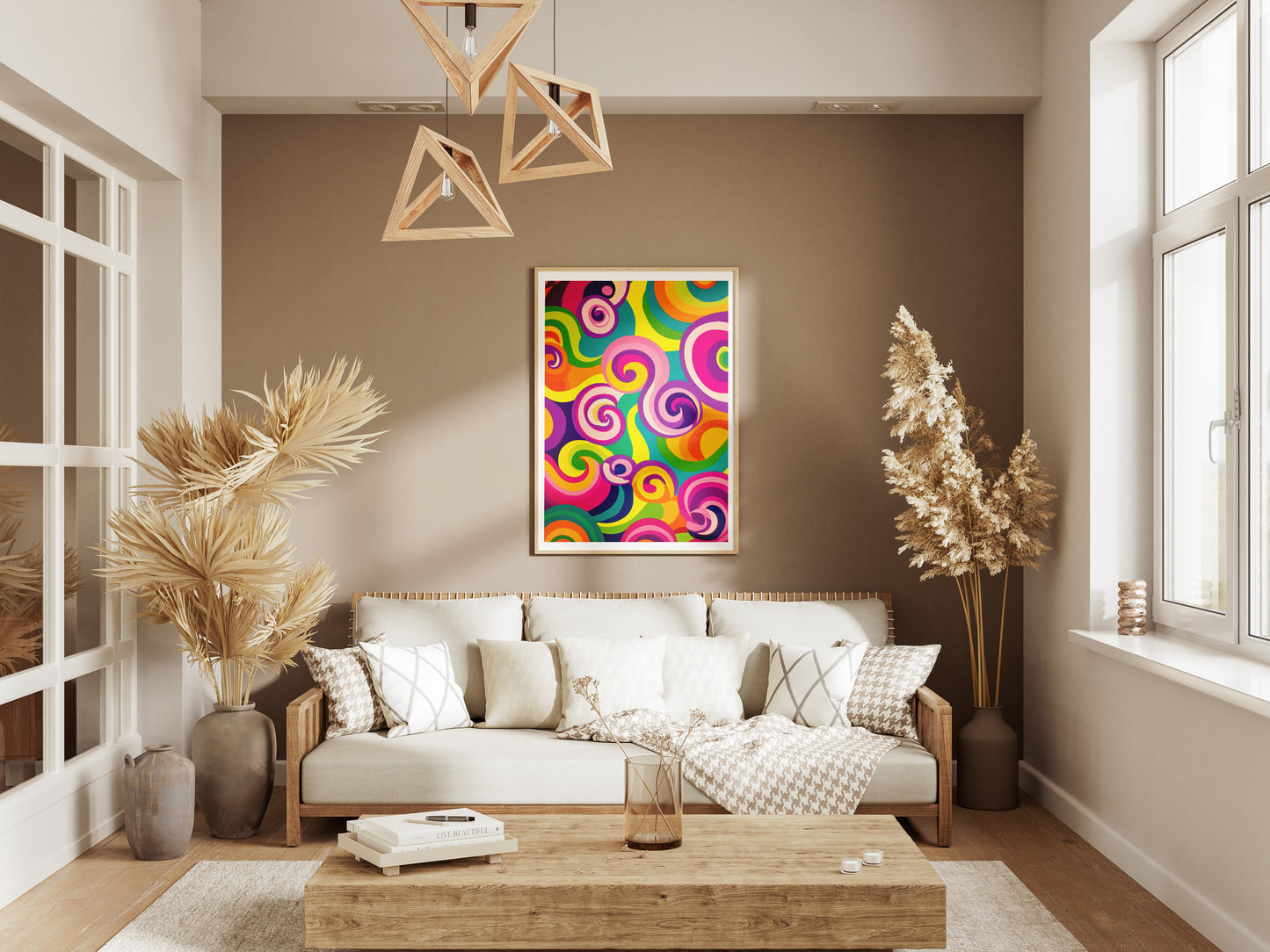 Psychedelic Spiral Wall Art | Colorful 70s Retro Swirl Poster for Groovy Interiors