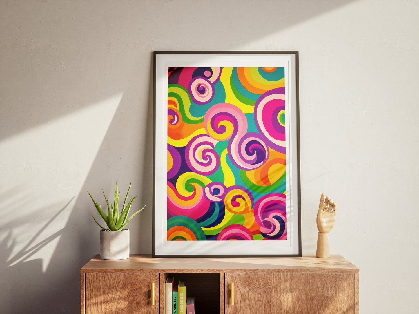 Psychedelic Spiral Wall Art | Colorful 70s Retro Swirl Poster for Groovy Interiors