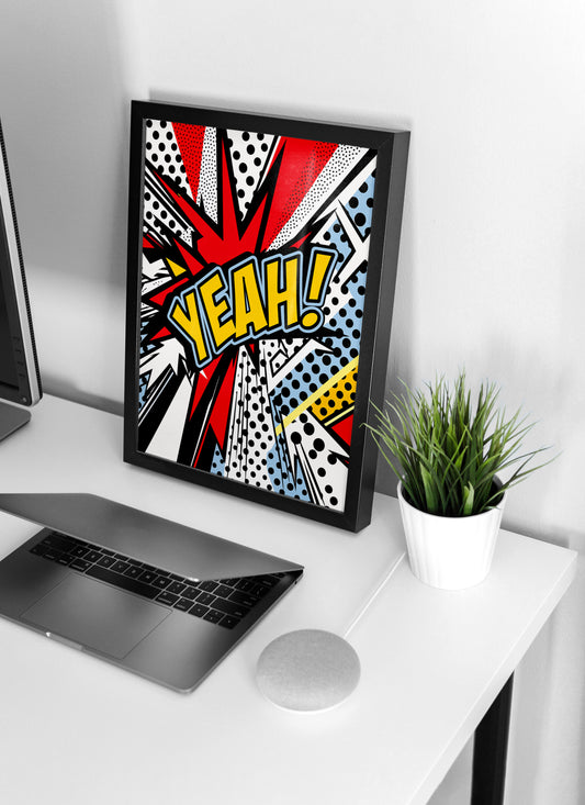 Yeah! Pop Art Poster | Retro Comic Explosion Wall Art Print