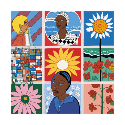 Feminist Portrait & Floral Poster | Afrocentric Storytelling Wall Art