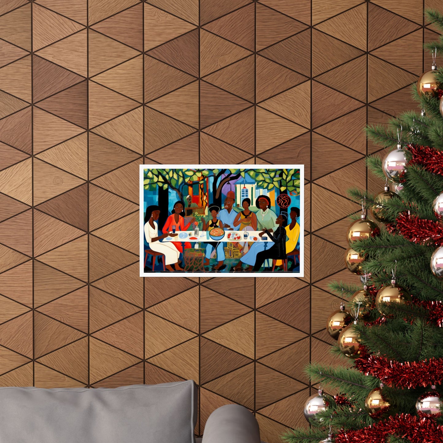 African American Family Dinner Poster | Cultural Unity Wall Art Print