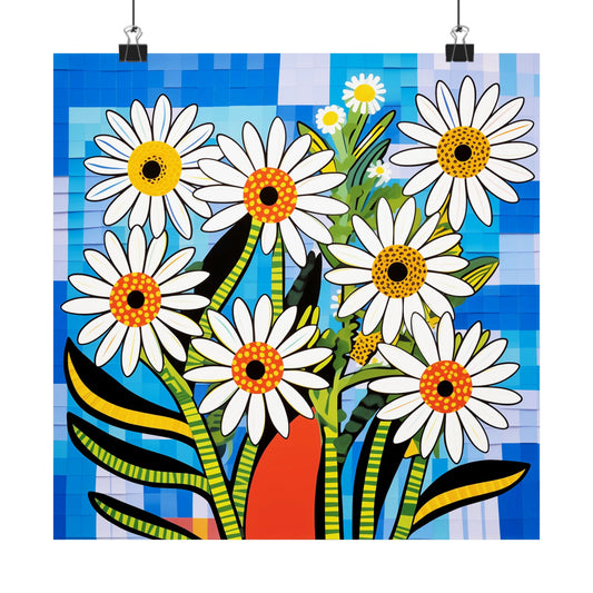 Bold Daisy Flower Poster | Colorful African American Inspired Floral Art