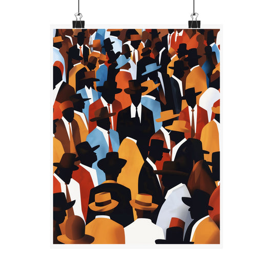 Crowd of Hats Poster | African American Abstract Wall Art Print