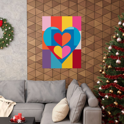 Colorful Geometric Heart Poster | Modern Graphic Wall Art Print