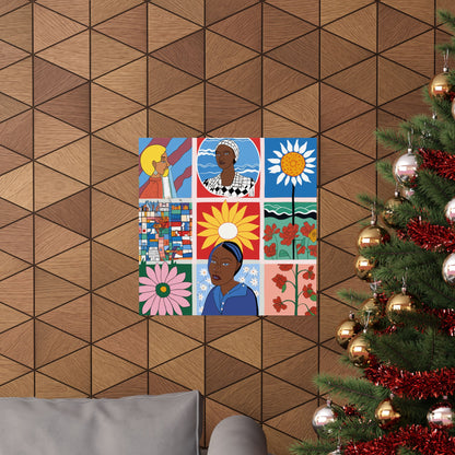 Feminist Portrait & Floral Poster | Afrocentric Storytelling Wall Art