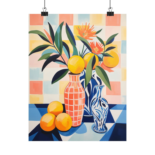 Colorful Lemons Still Life Poster | Matisse Inspired Fauvist Wall Art