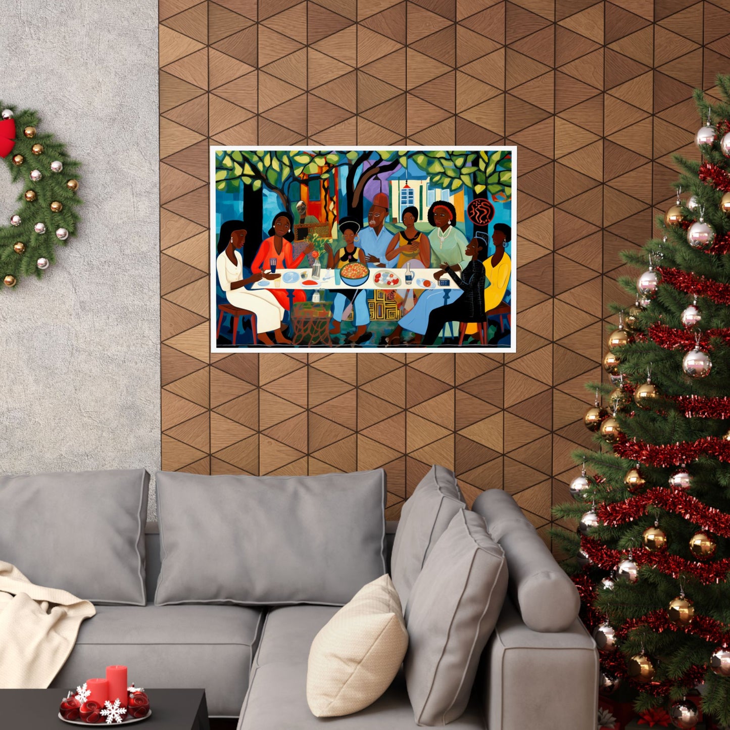 African American Family Dinner Poster | Cultural Unity Wall Art Print