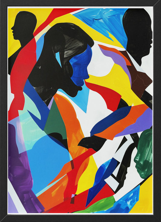 Abstract Expressionist Poster | Colorful Silhouettes Wall Art