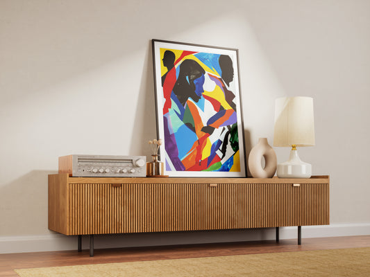 Abstract Expressionist Poster | Colorful Silhouettes Wall Art