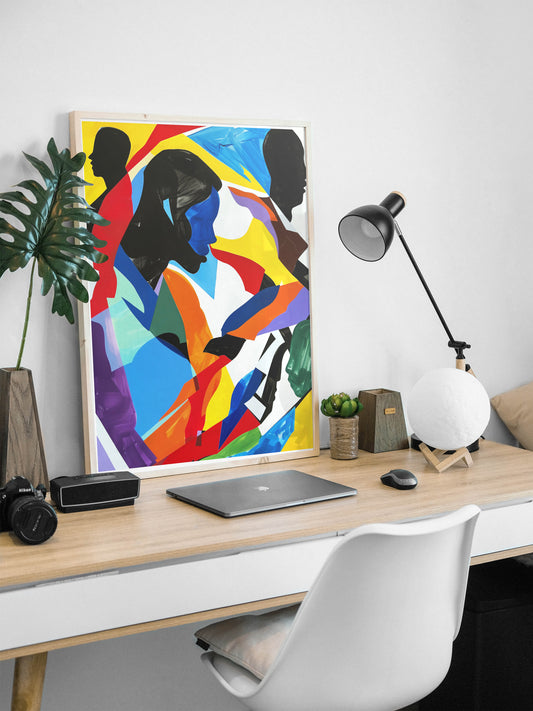 Abstract Expressionist Poster | Colorful Silhouettes Wall Art