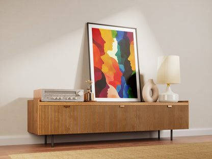 Abstract Human Faces Poster | Colorful Silhouette Inclusion Wall Art