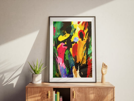 Colorful Afrocentric Abstract Wall Art | Vibrant African Silhouette Poster