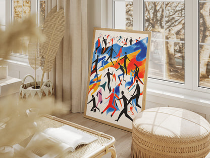 African American Dance Poster | Colorful Abstract Figures Wall Art