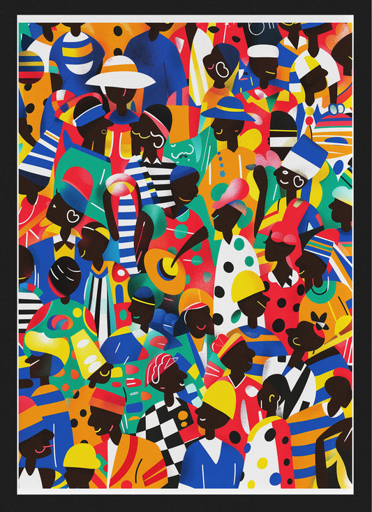 Afro American Celebration Poster | Colorful Dancing People Wall Art