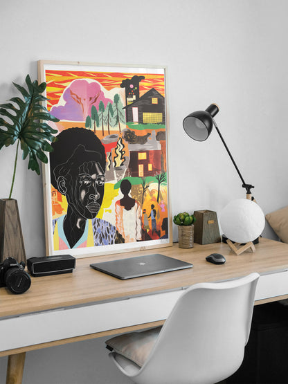 Afrofuturist Storytelling Poster | Bold African American Collage Wall Art