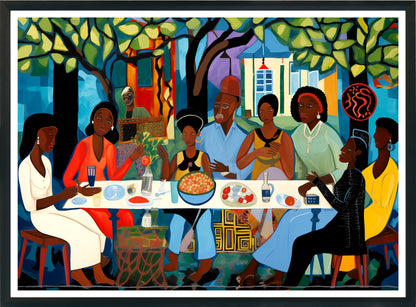 African American Family Dinner Poster | Cultural Unity Wall Art Print