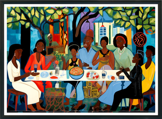 African American Family Dinner Poster | Cultural Unity Wall Art Print
