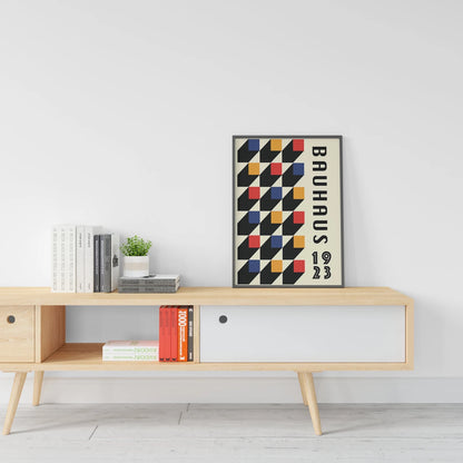 Bauhaus Style Poster | Chevron Pattern Geometric Print