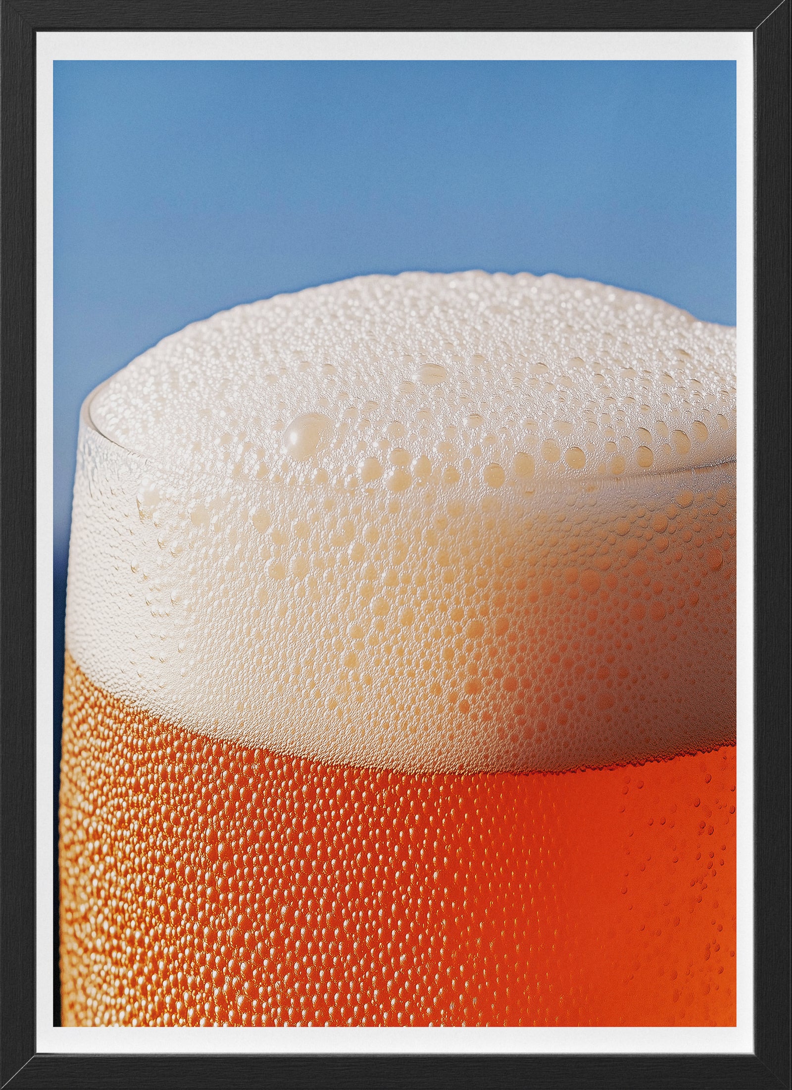 Golden Beer Foam Wall Art | Refreshing Macro Photography Poster for Bar & Pub Decor