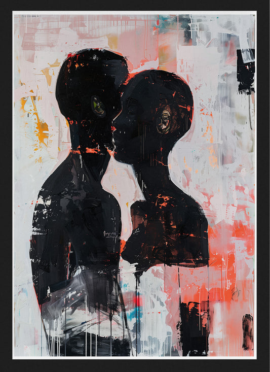 Abstract Black Couple Poster | Afro American Expressionist Wall Art