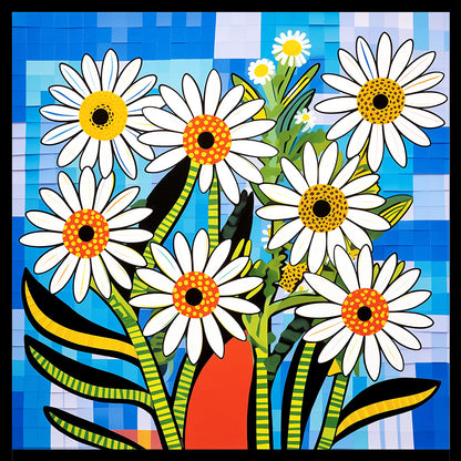 Bold Daisy Flower Poster | Colorful African American Inspired Floral Art