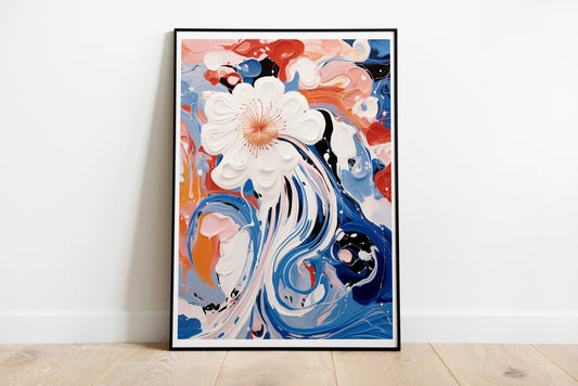Abstract Floral Poster | Colorful Modern Wall Art with Dynamic Brushwork
