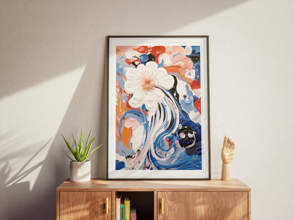 Abstract Floral Poster | Colorful Modern Wall Art with Dynamic Brushwork