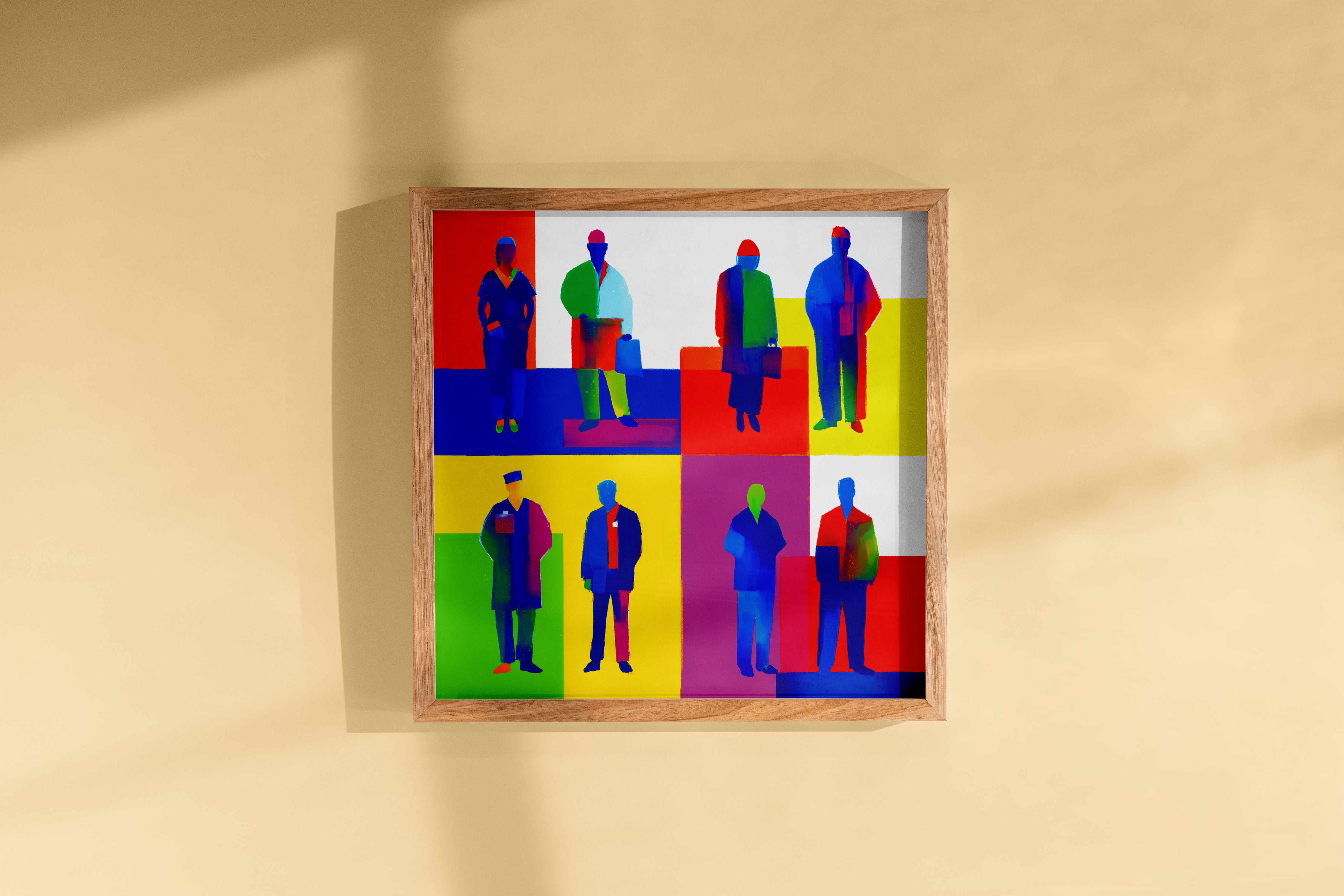 Color Block People Silhouette Poster | Abstract Pop Art Wall Print in Vibrant Tones