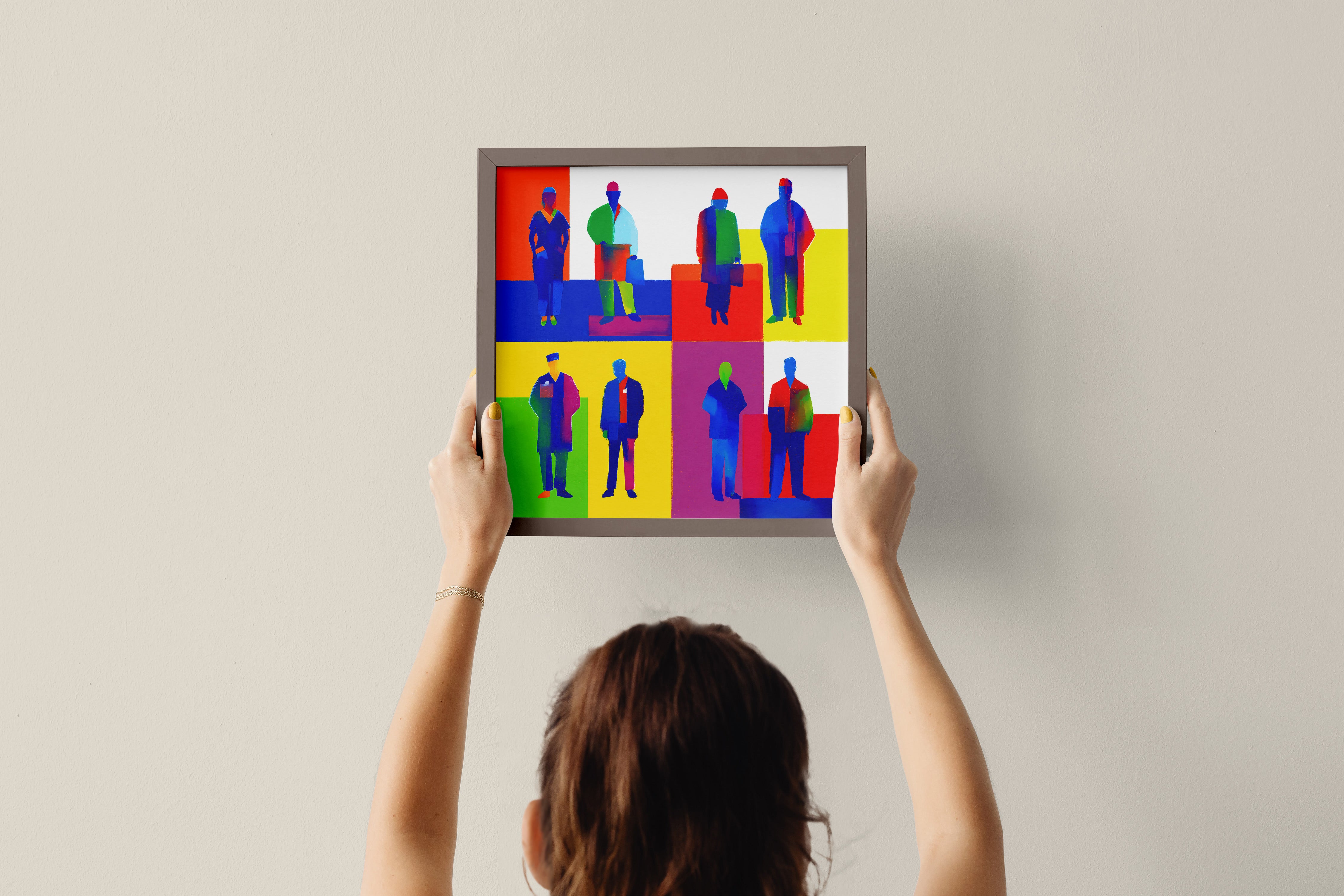 Color Block People Silhouette Poster | Abstract Pop Art Wall Print in Vibrant Tones