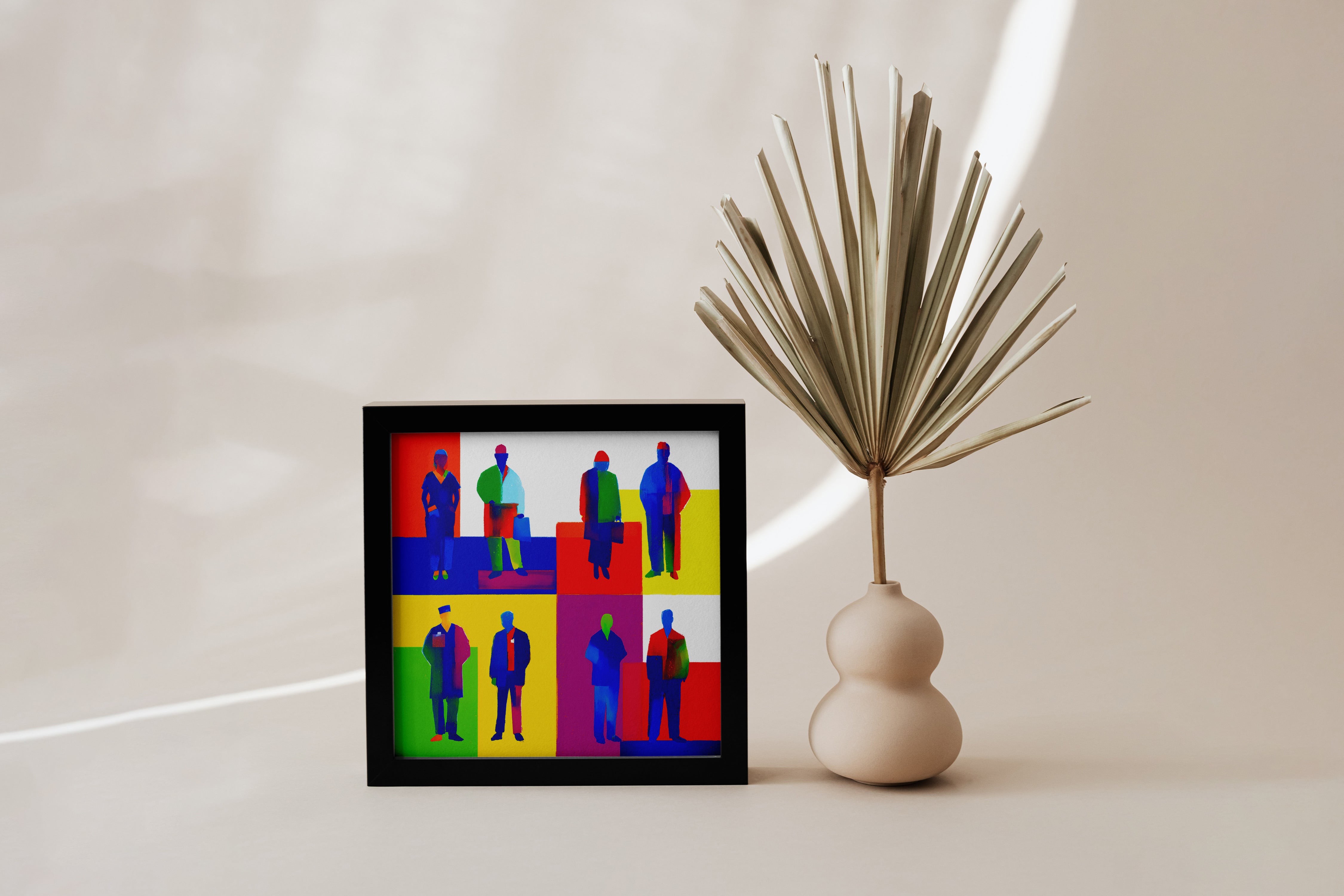 Color Block People Silhouette Poster | Abstract Pop Art Wall Print in Vibrant Tones