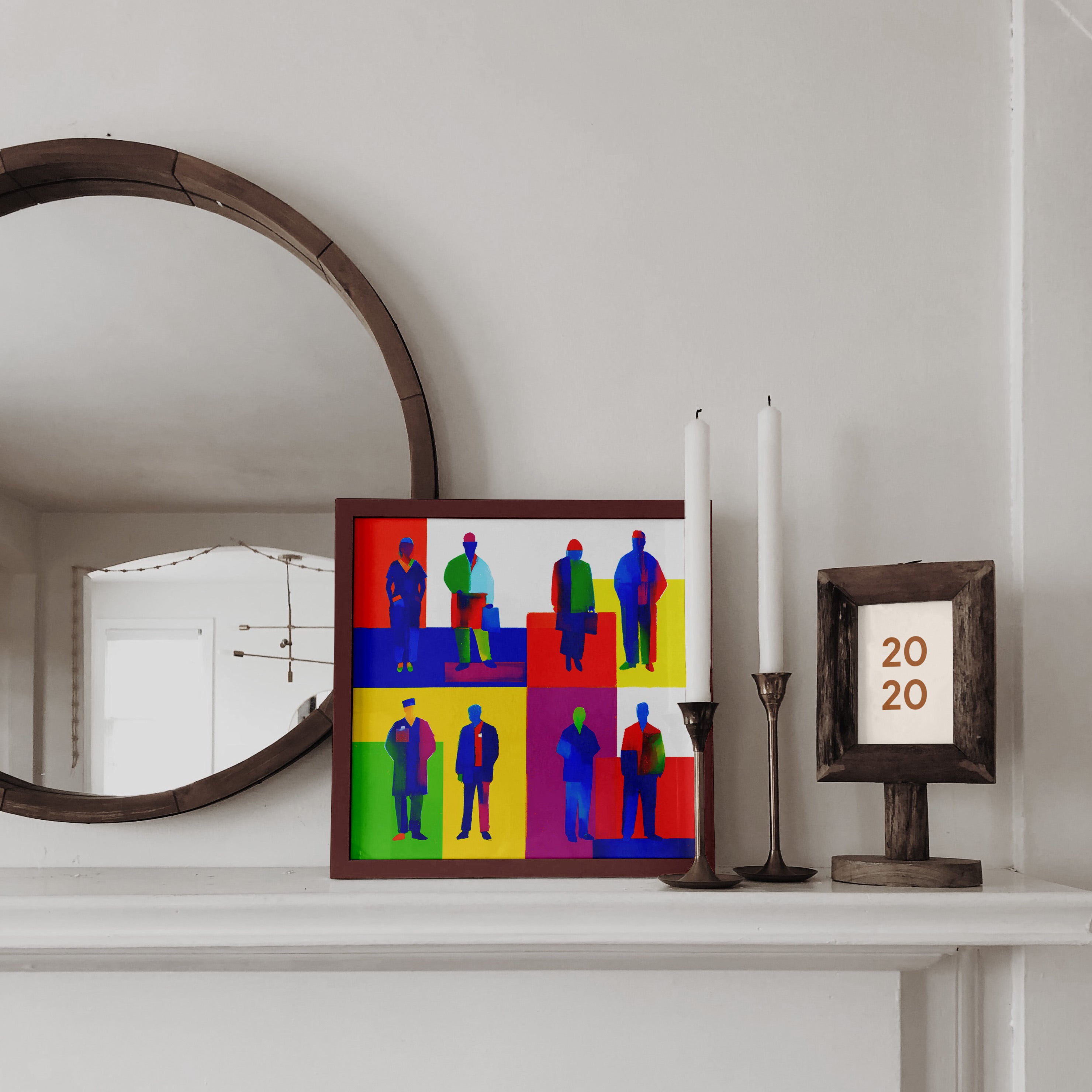 Color Block People Silhouette Poster | Abstract Pop Art Wall Print in Vibrant Tones