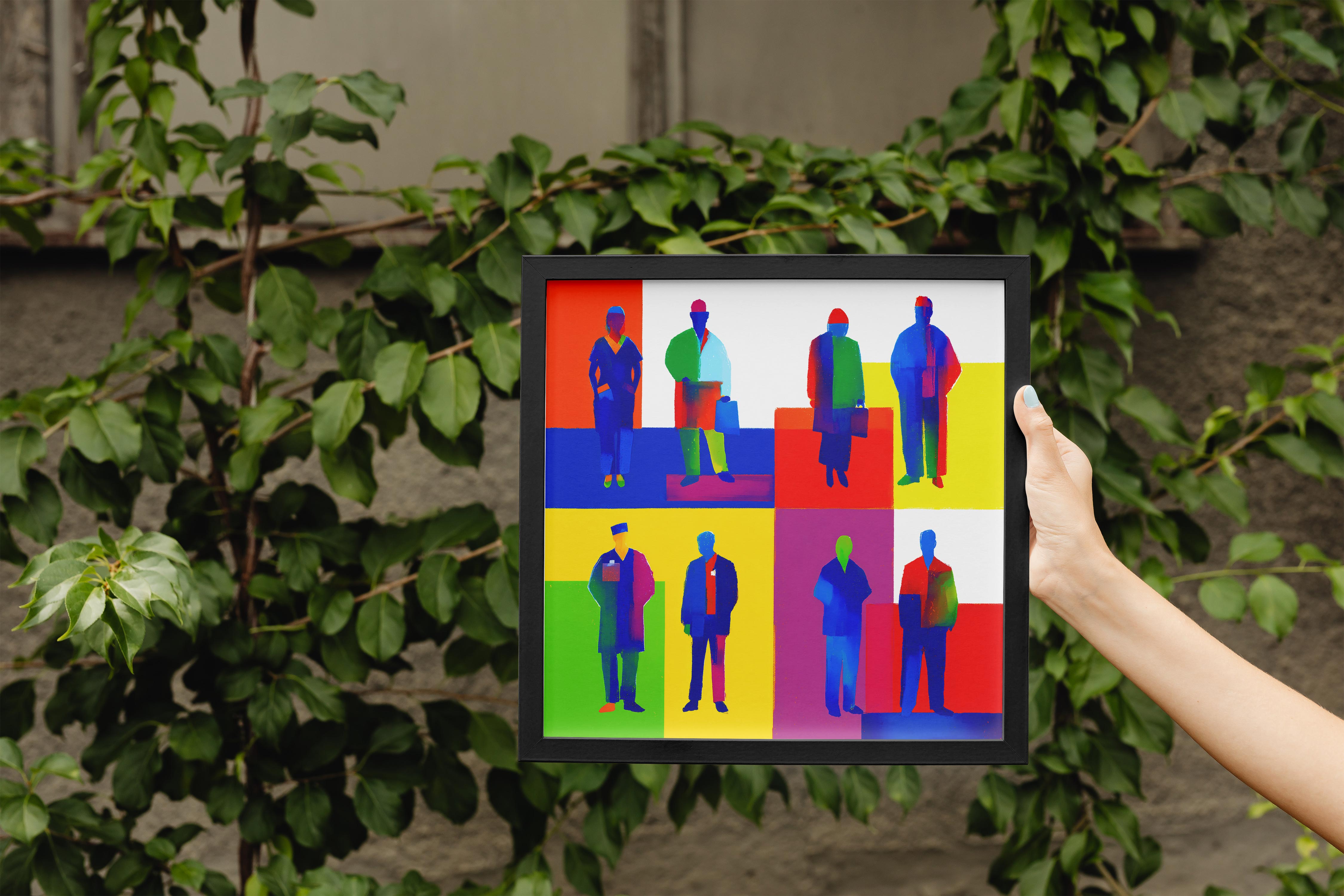 Color Block People Silhouette Poster | Abstract Pop Art Wall Print in Vibrant Tones