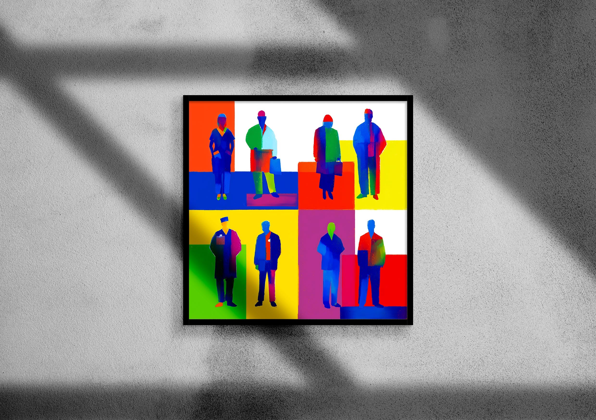 Color Block People Silhouette Poster | Abstract Pop Art Wall Print in Vibrant Tones