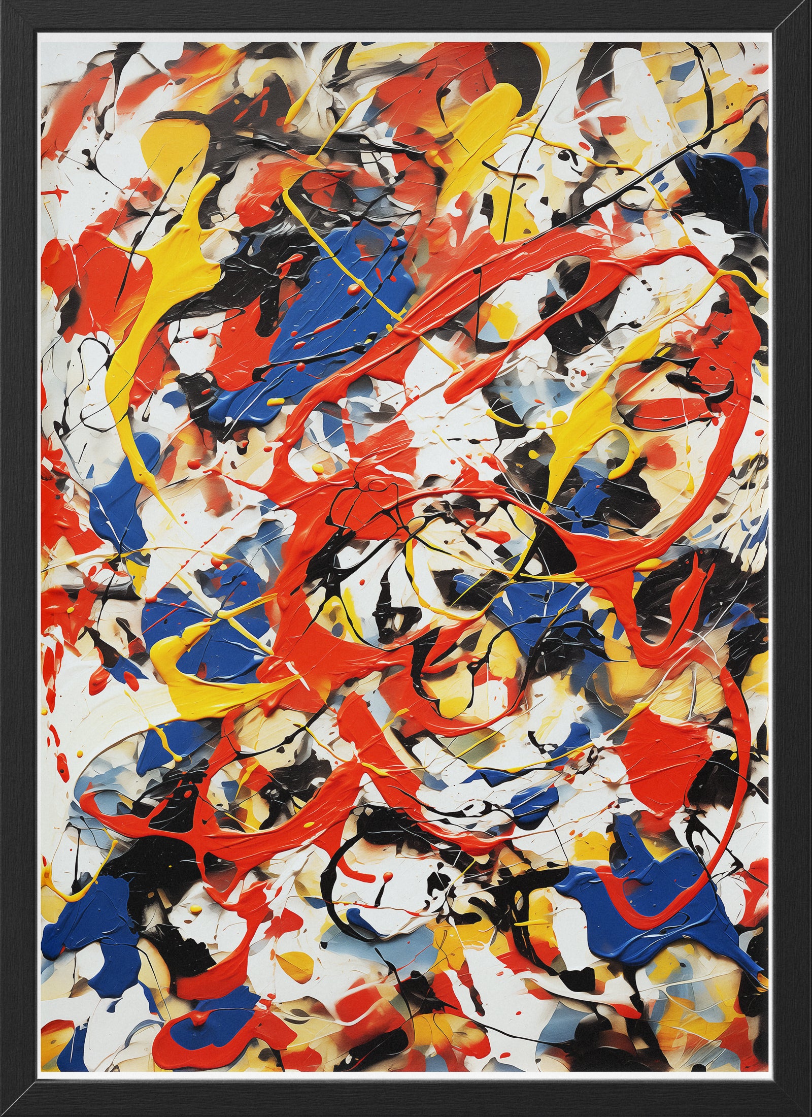 Color Splash Abstract Expressionist Poster | Red, Blue & Yellow Drip Style Wall Art