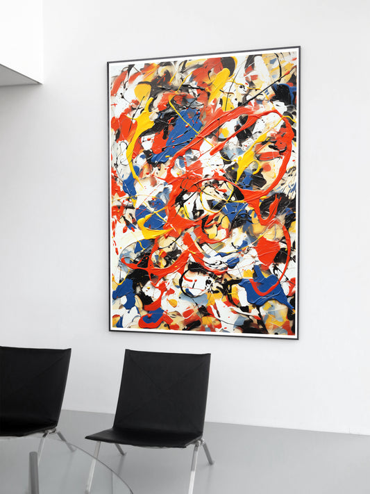 Color Splash Abstract Expressionist Poster | Red, Blue & Yellow Drip Style Wall Art