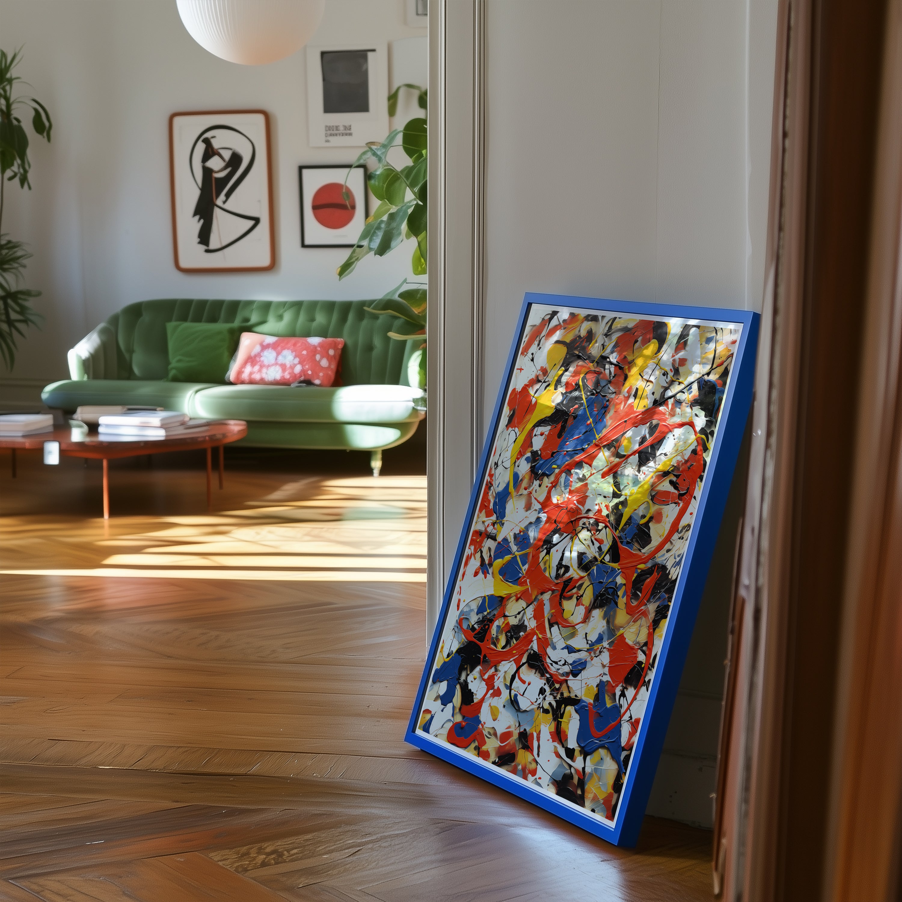 Color Splash Abstract Expressionist Poster | Red, Blue & Yellow Drip Style Wall Art