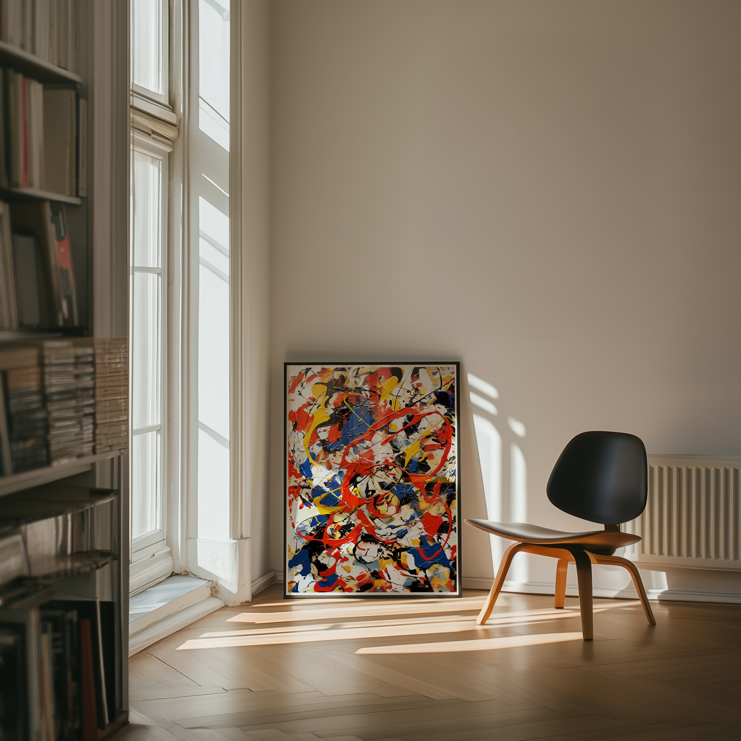 Color Splash Abstract Expressionist Poster | Red, Blue & Yellow Drip Style Wall Art