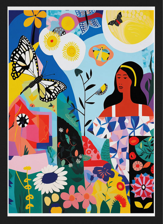 Colorful Botanical Collage Poster | Feminine Abstract Floral Wall Art