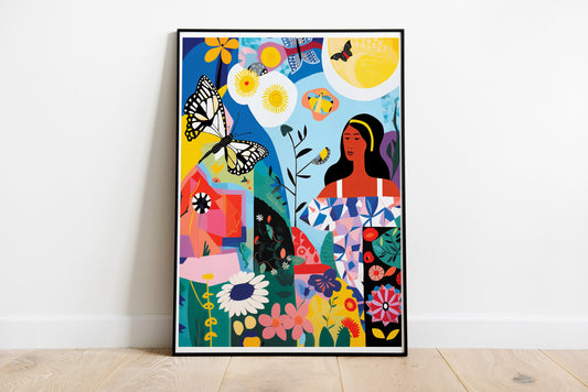 Colorful Botanical Collage Poster | Feminine Abstract Floral Wall Art