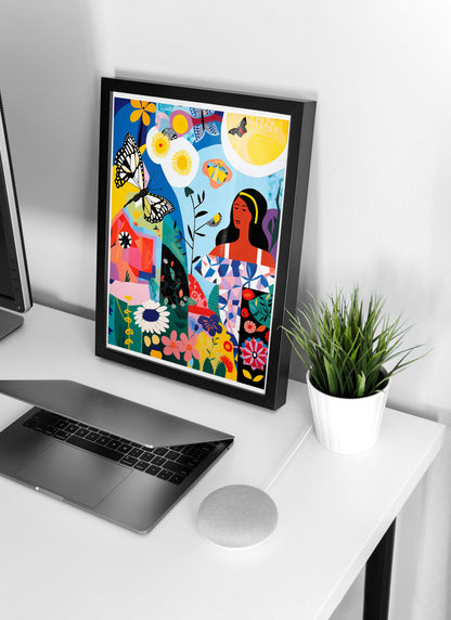 Colorful Botanical Collage Poster | Feminine Abstract Floral Wall Art