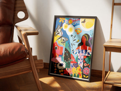 Colorful Botanical Collage Poster | Feminine Abstract Floral Wall Art