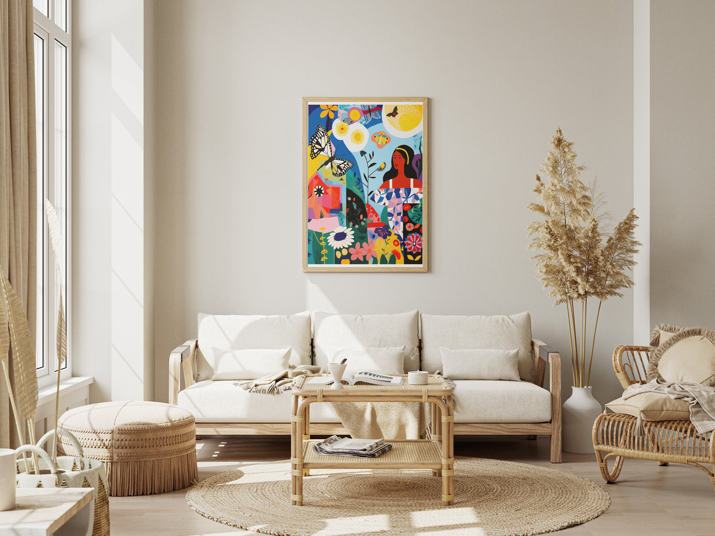 Colorful Botanical Collage Poster | Feminine Abstract Floral Wall Art