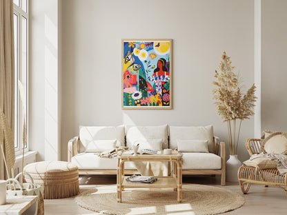 Colorful Botanical Collage Poster | Feminine Abstract Floral Wall Art