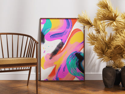 Colorful Brushstroke Abstract Poster | Bold Modern Wall Art for Creative Interiors
